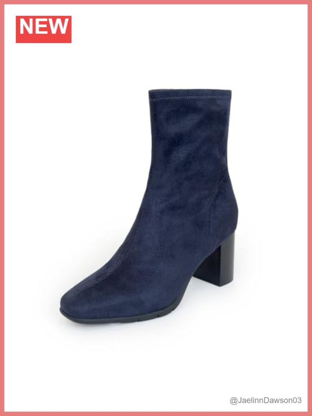 Womens Mid Calf Boots Block Heel Faux Suede Zip